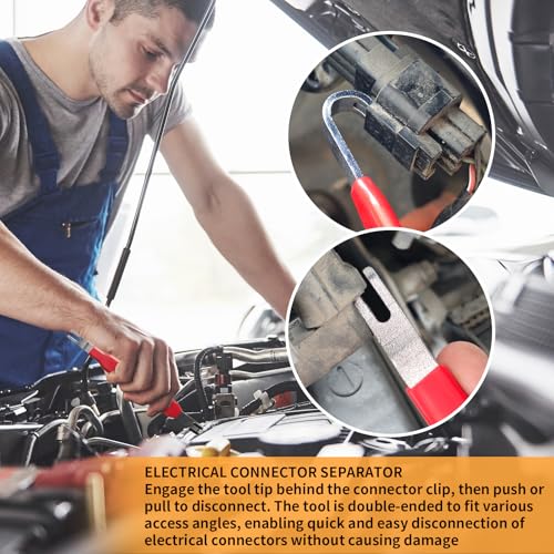 Image of 10 Pieces Electrical Disconnect Pliers for Cars, Automotive Electrical Plug Connector Disconnect Tool and Connector Separator and Hose Clamp Pliers, Fuel Line Tool and Auto Trim Removal Tool Set