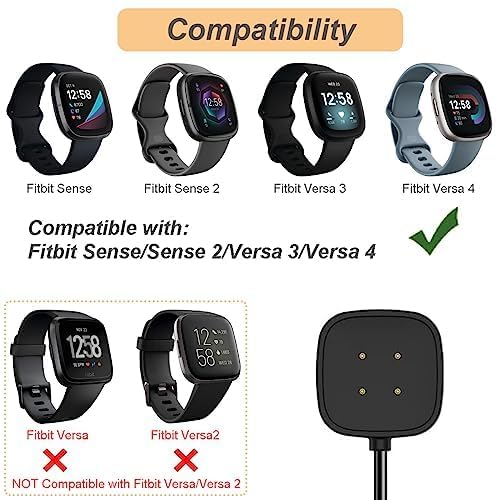 Miniatura 2 de Nisyctk Cargador para Fitbit SenseSense 2Versa 3Versa 4, cable de carga USB de repuesto para reloj inteligente Fitbit (3.3 pies3.3 ft) (1)