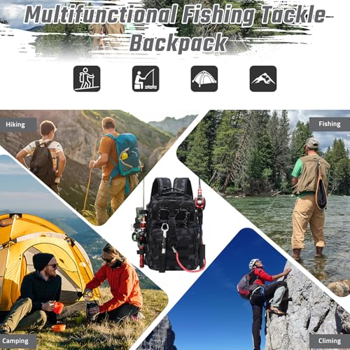 Aceshop Angeltasche, Wasserdichter Angelgerät Rucksack Angelrucksack Military Schultertasche Molle Angeltasche Taktischer Wanderrucksack Multifunktional Militär Rucksack für Angeln Wandern