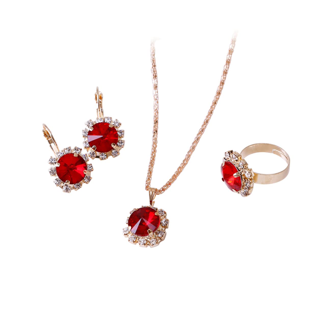 TENDYCOCO Set Earrings Necklace Women Jewelry Red