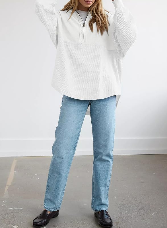 SHEWIN-Womens-Sweatshirt-Casual-Waffle-Knit-Half-Zip-Pullover-Loose-Long-Sleeve-Tops-Fall-Outfit-Clothes-2024