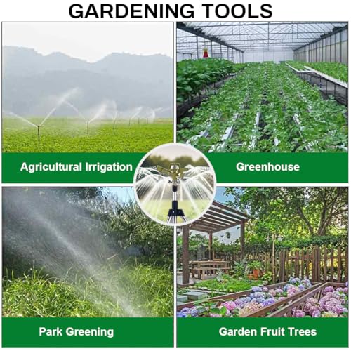 Image of HASTHIP Garden Rotating Water Sprinkler - Universal Metal Nozzle with Stainless Steel Tripod - Mobile 360 Adjustable Garden Irrigation System - Garden Sprinkler for Garden Lawn, Flower Bed