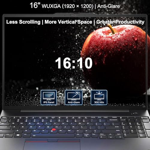 Image of Lenovo ThinkPad AI Laptop, 16 inch WUXGA IPS Display, Intel Core i5-1335U(>i7-1255U), 16GB RAM, 756GB(256GB SSD + 500GB Ext), Backlit KB, Fingerprint Reader, Ethernet, Win 11 Pro, MS 365 Web Access