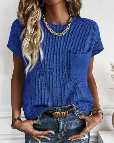 Image of KIRUNDO Summer Fall Short Sleeve Sweater for Women 2026 Casual Sweater Vest Cotton Knit Pullover Tank Tops Fashion Clothing