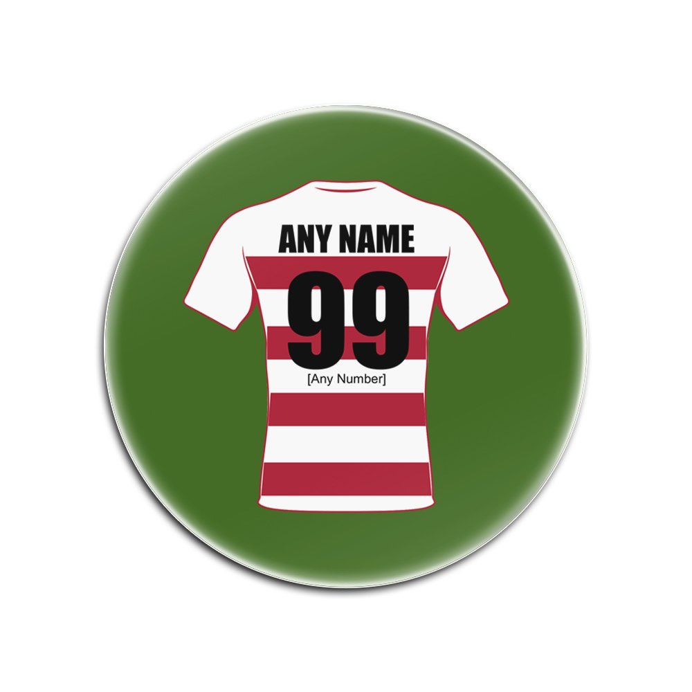 Personalised Gift - Wigan Warriors Round Gloss Hardboard Coaster (Rugby League Design Theme, Colour Options) - Any Name/Message on Your Unique Mat Pad - Riversiders The Cherry and Whites