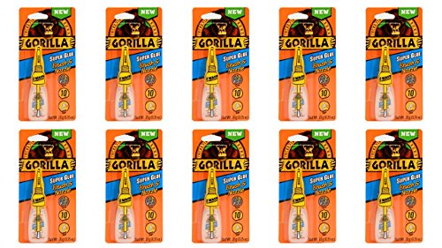 Gorilla Super Glue with Brush & Nozzle Applicator, 12 Gram, Clear, (Pack of 10)