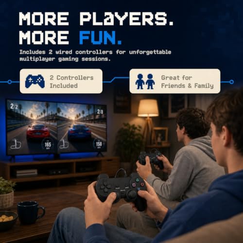 Image of Hopevry Wired PS2 Controller | 2 Pack Compatible with Sony PS2 /PS2 Slim /PS1 | PlayStation 2 Controller with Dual Vibration, Plug and Play, Ergonomic grip for extended gaming