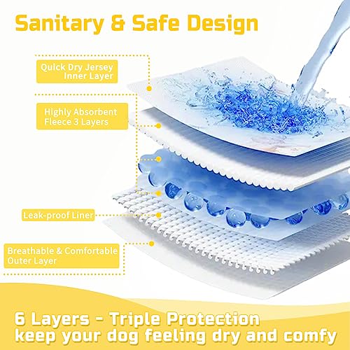 Image of Washable Dog Diapers Female 3 Pack Reusable Premium Highly Absorbent Puppy Diapers, Flexible Doggie Diapers, Durable Leak-Proof Dot Doggy Diapers for Period Heat Incontinence Potty Training, S