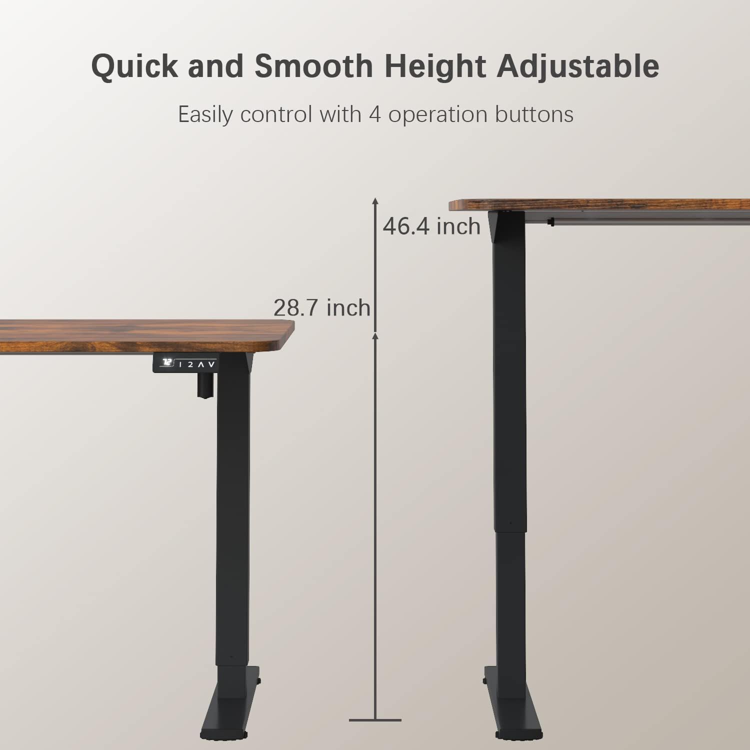 Furmax Electric Height Adjustable Standing Desk Large 55 inch Sit Stand up Desk Home Office Computer Desk Memory Preset with T-Shaped Metal Bracket, Brown