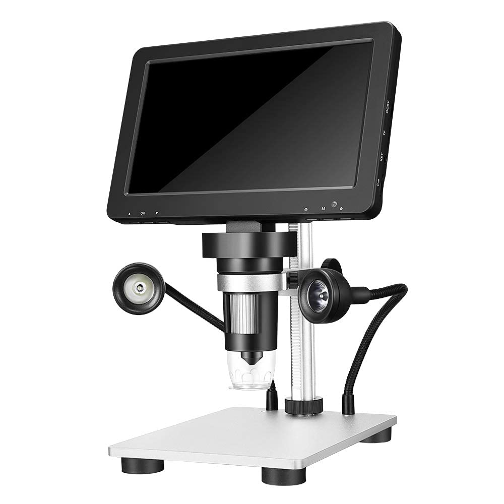 Microscopio Digitale, 7'' Schermo Hd 12mp 1200x Fotocamera 8 Led Microscopio Professionale a Luce Con Controller a Filo, Per La Riparazione Orologi Valutazione Di Gioielli Ricerca Scientifica