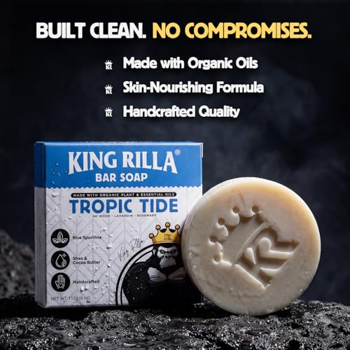 Image of Organic Cold Process Soap Bars for Men, Moisturizing Body Wash 3-Pack | Handcrafted Lasts 3X Longer, USDA Organic, Sulfate & Paraben Free, 3 x 4 oz Citrus Fresh Jungle Tea Tropic Tide