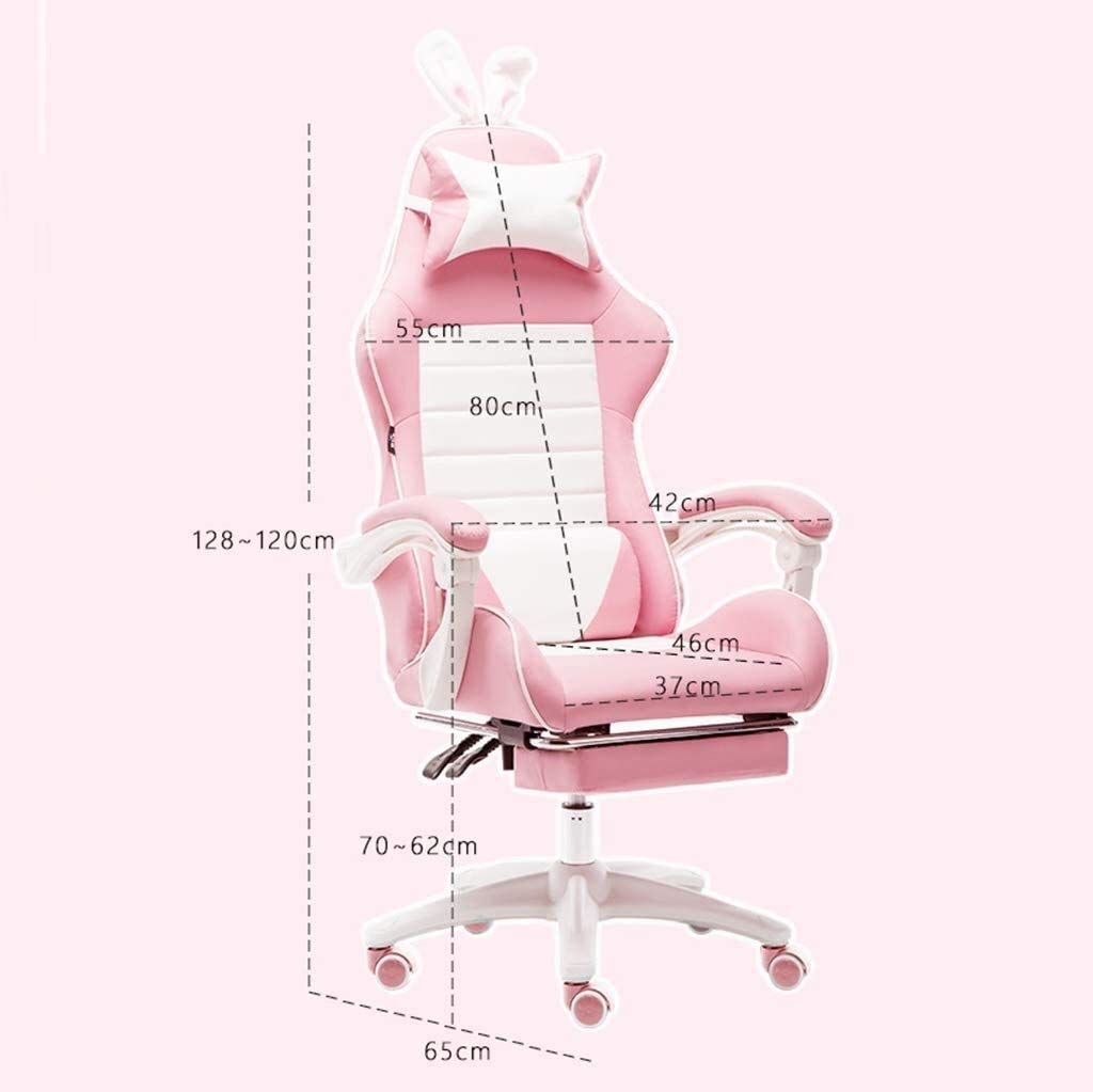 Krzesło do gier Ergonomiczne krzesło biurowe do gier wideo Krzesło szefa Fotel kubełkowy ze skóry PU Biurko wyścigowe Czerwone krzesła z podparciem lędźwiowym (kolor: różowy) interesting