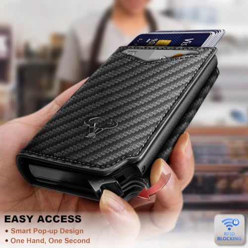 Image of BULLIANT Men Wallet Leather Wallet Card Holders Money Clip for Men 10Cards-Magnetic Flip on Metal Case