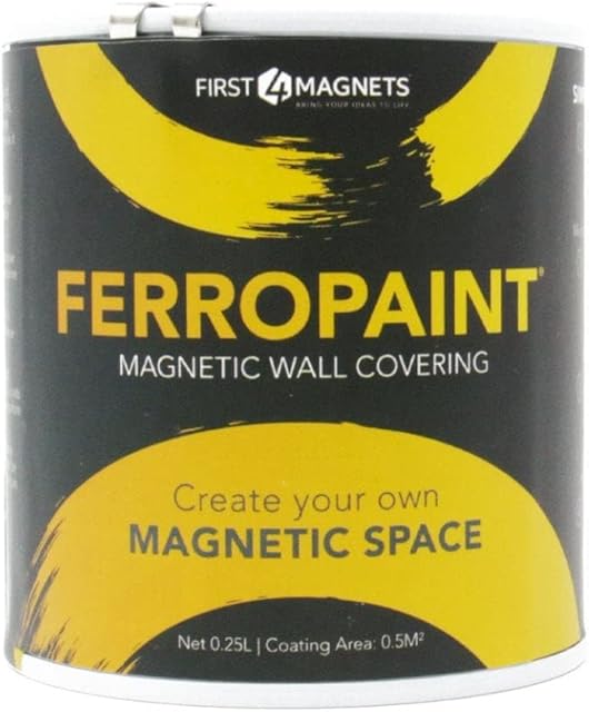 FIRST4MAGNETS FerroPaint® Charcoal Magnetic Paint for Walls, Bedroom, Office, Kitchen, Playroom, Classroom, DIY and Renovation - 0.25 Litres