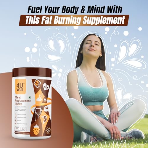 Image of 4UWell Meal Replacement Shake | Chocolate Flavour | Balanced Nutrition with 18 Vitamins & Minerals | Supports Energy, Metabolism & Active Lifestyle | Easy to Digest Powder, 500g