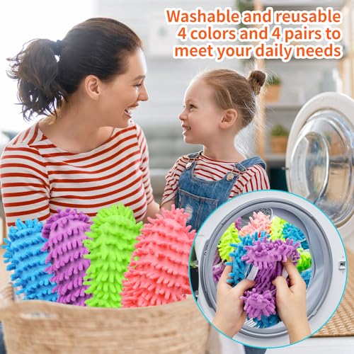 24 peças de capa de chinelos de esfregão, 4 cores de espanador, meias de pé, lavável e reutilizável,