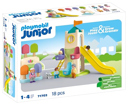 Miniatura 2 de PLAYMOBIL Junior 71703 Torre Aventura con Heladería, Incluye tobogán y Noria, Hecho de plásticos a Base de Plantas, Juguetes para niños a Partir de 1 año