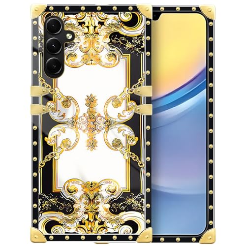 WANKBLC Compatible with Samsung Galaxy A05S Case, Gold Grain Flowers Luxury Golden Decoration for Girl Women Soft TPU Shockproof Protective Hard PC Back