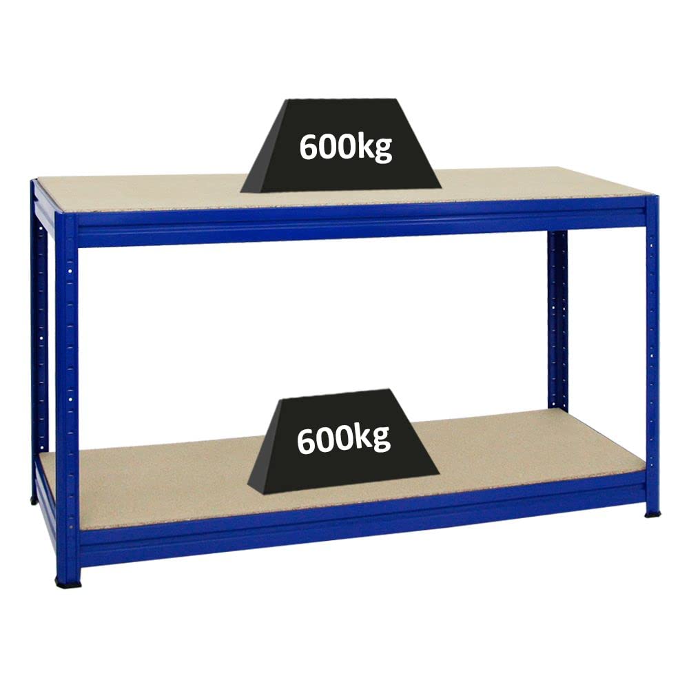 PROREGAL Höhenverstellbare Werkbank Dino Blau HxBxT 90x160x60cm Traglast 600kg Werktisch Arbeitstisch Steckmontage Packtisch