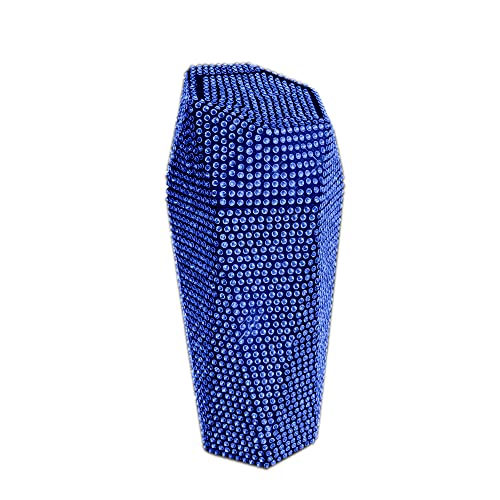 Image of Bling Rhinestone Garbage Can, Sparkly Car Trash Can with Lid, Leakproof Trash Bin, Mini Garbage Bin for Automotive, Home, Office, Kitchen, Bedroom (Blue)