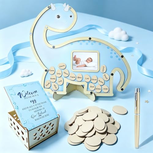 Dinosaur Baby Shower Guest Book Set Blue Dinosaur Baby Shower Decorations - image 1