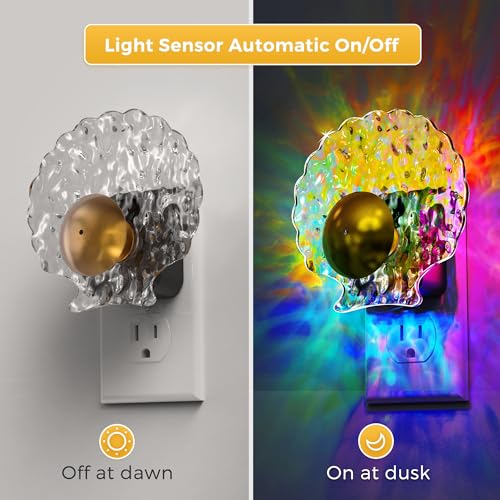 Image of L LOHAS LED Shell Night Light, Night Lights Plug into Wall | Color Changing Nightlight RGB, Light Sensor, Plug in Night Light Home Decor for Kids Gifts, Holiday, Hallway Bedroom, 1P