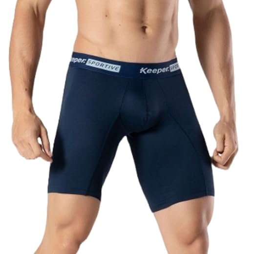 Cueca Boxer Microfibra Ciclista Long Leg Box Keeper Esportiva Anti Assadura (BR, Alfa, GG, Regular, Marinho)