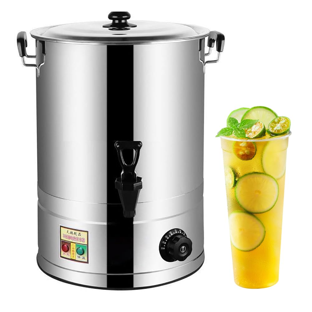 FAcoLL 20L/30L/40L Commercial Catering Urn, Hot Water Boiler Dispenser, Soup Kettle Buffet Warming Pot, 30-110°C temperature control knob, Electric Boiling Water Bucket 30L with-faucet