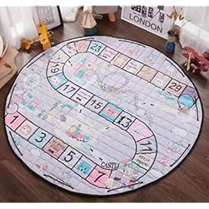 HIL Cartoon Kleurenpatroon Antislipmat Voor Kinderen Baby Kruipmat Rond Vloerkleed Kinderen Spelen Spelmat Opbergmat Voor Speelgoed Picknickmat Vloermat Voor Kinderen Meisje Jongen Kind Vloerkleed,B