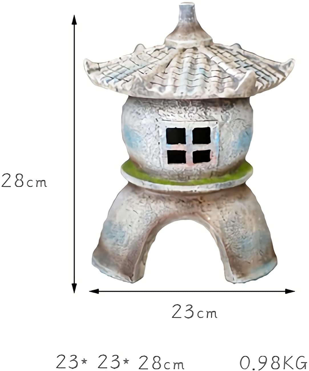 11,02" H Pagoda zasilana energią słoneczną statuetka lampa ogrodowa, wodoodporna rzeźba ogrodowa