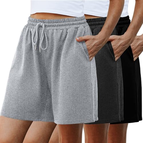 Image of Quenteen Women's Casual Summer Sweat Shorts Athletic Gym Shorts Loose Hiking Running Jogger Shorts with Pockets