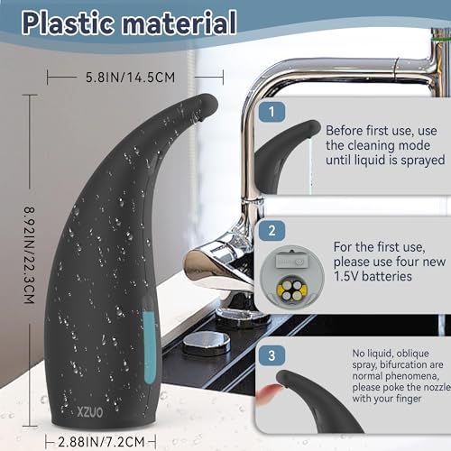 Image of Automatic Soap Dispenser, 10oz /300ml for Bathroom & Kitchen | 4-Level Adjustable Touchless Hand Soap Dispenser ,Battery Operated Electric Dispenser, Plastic Material Soap Holder (Black)