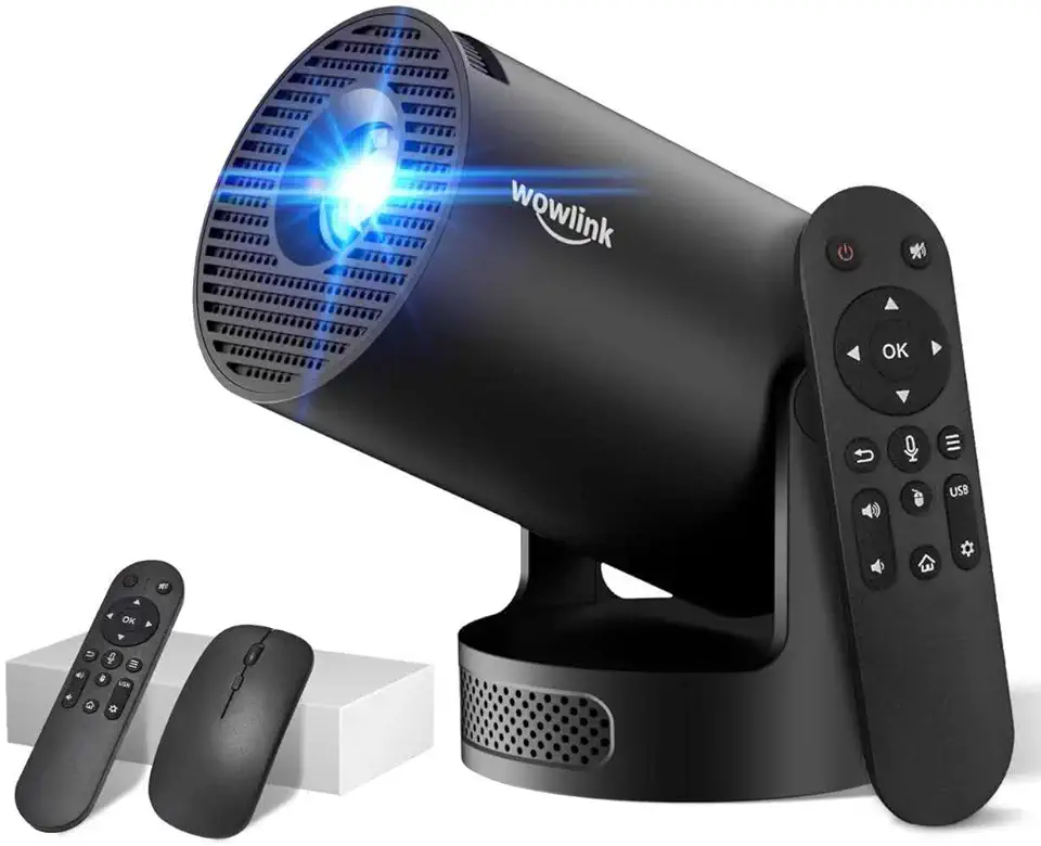 wowlink [Apps intégrées &amp; 2026 Upgraded] Vidéoprojecteur avec WiFi 6 et Bluetooth 5.4 Mini Projecteur Supporte 4K 1080P Auto Keystone 180° Réglable Compatibile avec HDMI/TV Stick/Memory Stick/Laptop, Dark