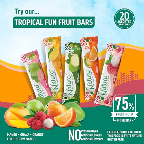 Image of Naturo Tropical Fun Assorted Fruit Bars | Multipack (20 Fruit Bars per pack) | Gift pack | Snack Pack | 2 Packs of Tropical Fun Multipack