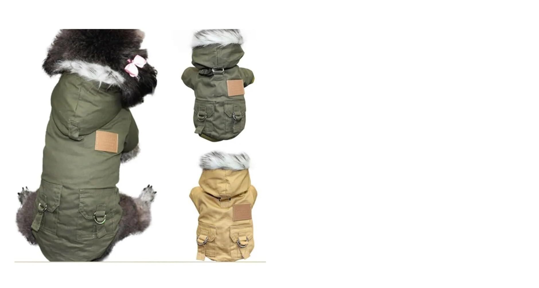 Pull chaud réglable pour bouledogue et chihuahua Veste d'hiver verte à capuche