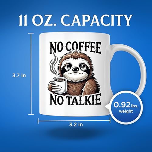 Tazón de café No Coffee No Talkie perezoso animal divertido 11 oz miniatura 4