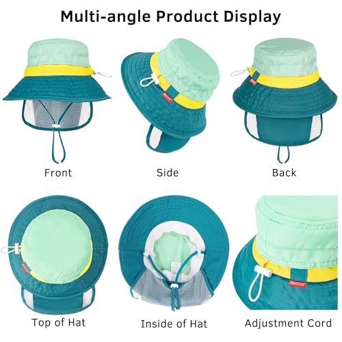 Image of HECCEI Baby Sun Hat with Neck Flap, Windproof, Sunscreen, Warm, UPF 50+ DryShade SkyCandy Outdoor Beach Hat for 0-24 Months