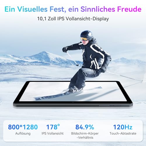 TABWEE 2026 Neueste Android 15 Tablet 10 Zoll - 12GB RAM+128GB ROM, Octa Core, Gaming Tablet, Widevine L1, 1280x800 IPS, 6000mAh Akuu, Gemini AI, 5MP KI Kamera, Face ID, 5G WiFi, 3.5mm Jack 4