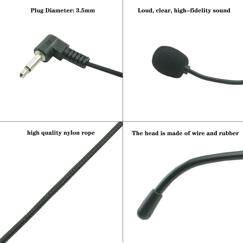 3.5mm Male Connector Headset Microphone, driverless Audio Receiver Adapter is a Flexible Wired Boom for MSN Laptop Online Courses, Teachers, Speakers, Voice amplifiers, Coaches. (3.5 Male)