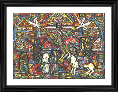 Image of Decoratus� *Golgotha in Goa* (1981)- Famous Painting by Francis Newton Souza, Wall D�cor Frame. Matt Satin Print with MDF & 2 inchPS Black Frame. Size 16 inchx21 inch
