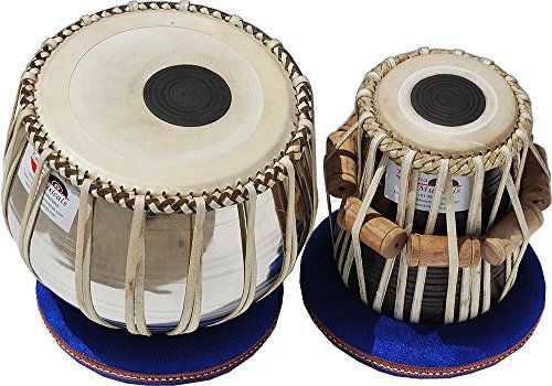 Tabla ensemble de tambours Bayan acier chrome et Dayan bois de Sheesham