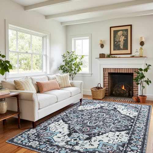 Terrug 5x7 Area Rug for Living Room, Vintage Washable Rugs