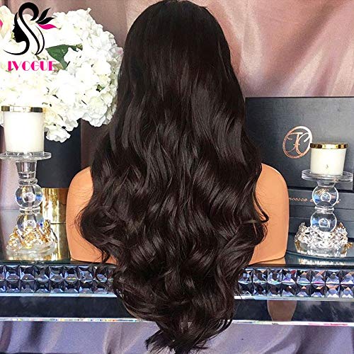 200% Density Free Part Glueless Full Lace Wigs Peruvian Virgin Human Hair Lace Front Wigs with Bleached Knots Baby Hair Natural Hairline (20inch, Lace Front Wig)