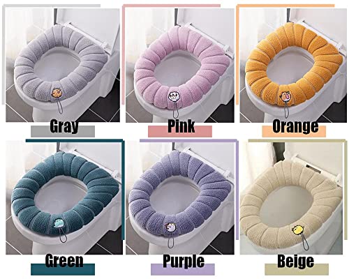 Hitopin 6PCS Toiletten Sitzbezug Sitz, Toilettensitzabdeckung, WC Sitzwärmer, Waschbar Wc Sitzwärmer Kissen, Toilettensitzkissen, Für Toilettensitze (6 Farben) – Bild 7