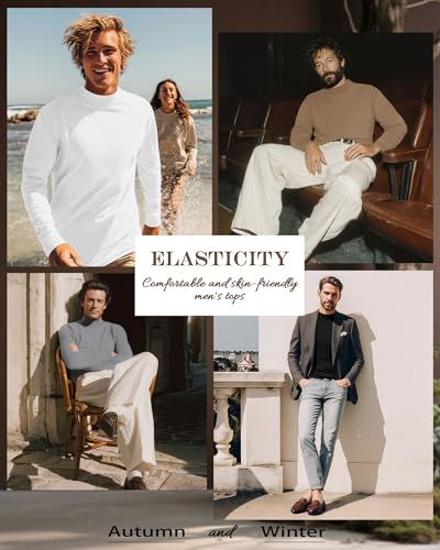 5 Pack Men's Mock Neck Shirts Turtleneck Long Sleeve Tops Pullover Basic Casual Slim Fit T-Shirts Multipack2