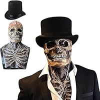 Halloween Totenkopf Maske Gruselig Vollkopf Skelett Maske mit Beweglichem Kiefer, Horror Halloween Kostüm Deko für Herren Damen Halloween Party Rollenspiele