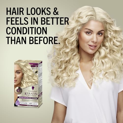 Schwarzkopf 00017000349862 Keratin Blonde Hair Dye Platinum Blonde 001, Ultra Lightening Kit, 1 Application - Hair Bleach Enriched thumb #6