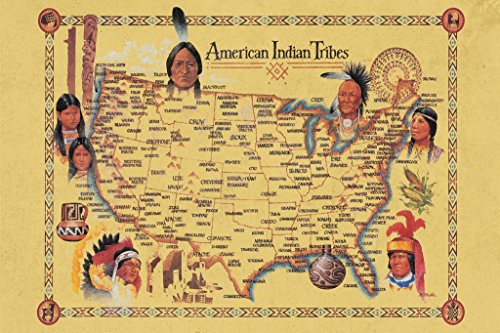 American Indian Tribes at Time of Columbus Arrival Map Cool Wall Decor Art Print Poster 18x12