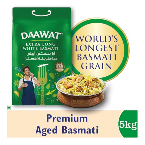 Image of Daawat Biryani Basmati Rice, 5 Kg| World s Longest Rice Grain expands 24mm* | Tasty, Non-sticky & Rich Aroma |Naturally Aged (Pack of 3)
