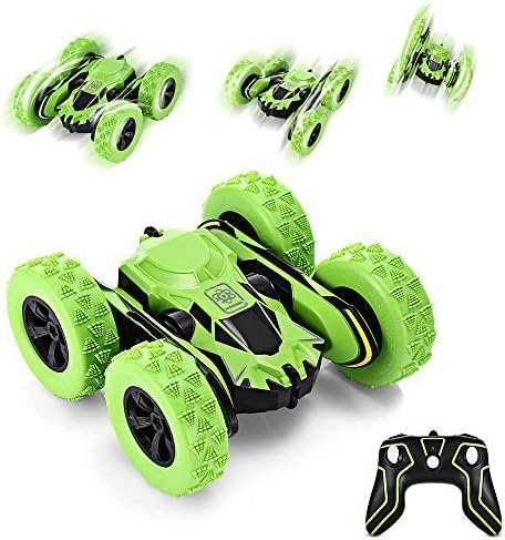 GBlife 2.4GHz RC Stunt Car Remote Control Monster Truck, Double Sided Rotating Tumbling High Speed Rock Crawler Vehicle for Kids, Boys Age 6, 7, 8, 9-12 Year Old (Green) (Green)